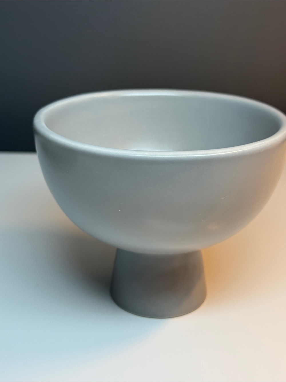 Mango Home grey small footed bowl 9 cm H, 11 cm D, new